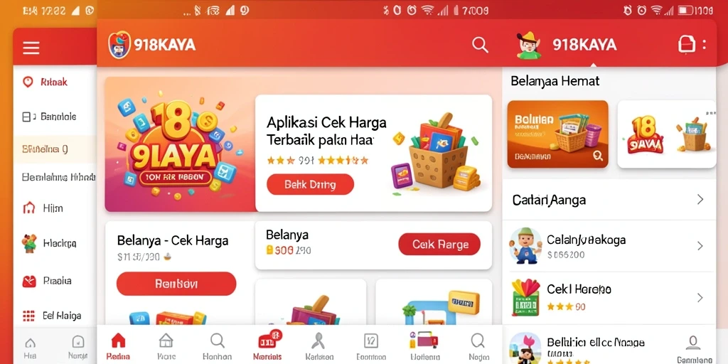 Antarmuka aplikasi 918KAYA yang modern dan fungsional untuk Cek Harga.