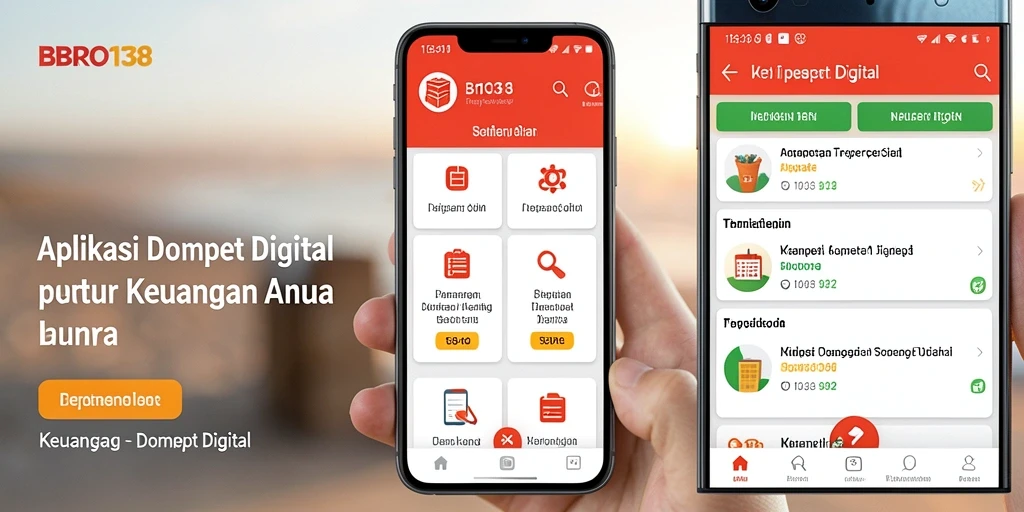 Tampilan antarmuka aplikasi Dompet Digital BRO138 yang modern dan user-friendly.