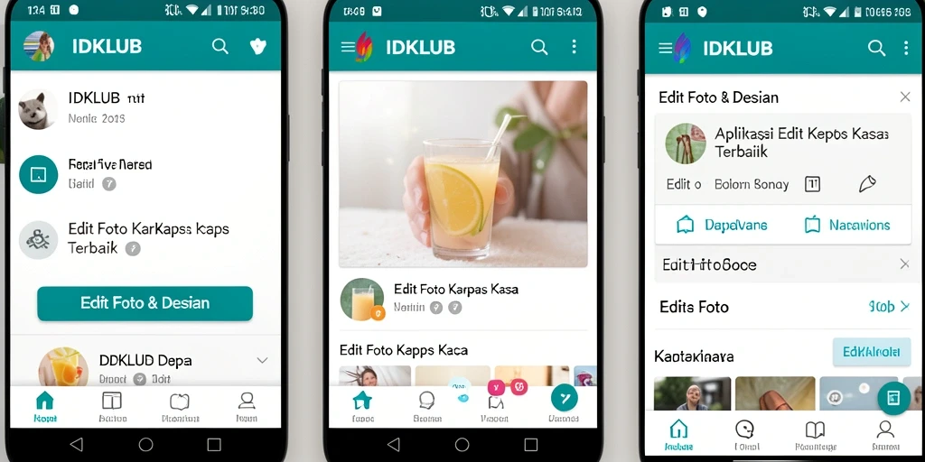 Tampilan antarmuka IDKLUB dengan fitur Edit Foto Kertas Kaca.