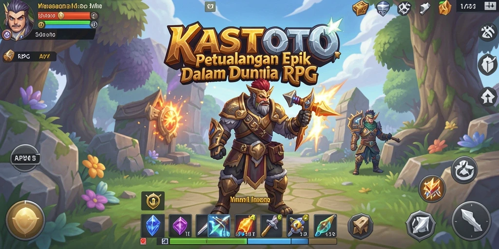 Tampilan antarmuka RPG KASTOTO dengan grafis menawan dan elemen interaktif.