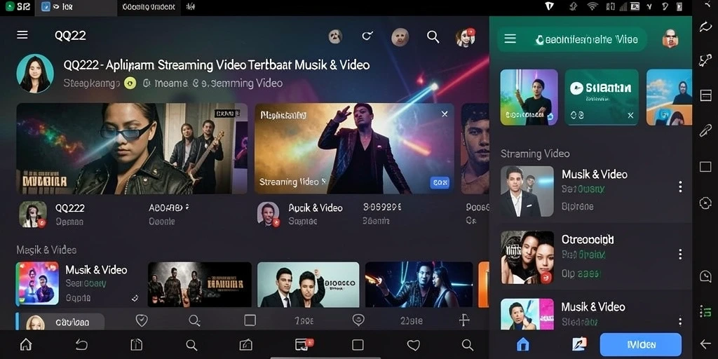 Tampilan antarmuka aplikasi QQ222 yang user-friendly untuk streaming video.