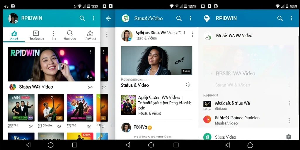 Antarmuka RPIDWIN dengan berbagai pilihan video untuk status WA.
