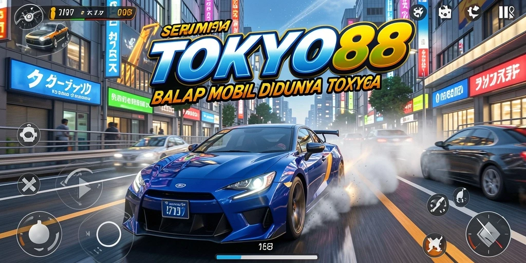 Screenshot antarmuka utama TOKYO88 dengan fitur balapan yang menarik.
