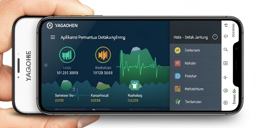Tangkapan layar YAGAOHEN yang menunjukkan grafik detak jantung pengguna.