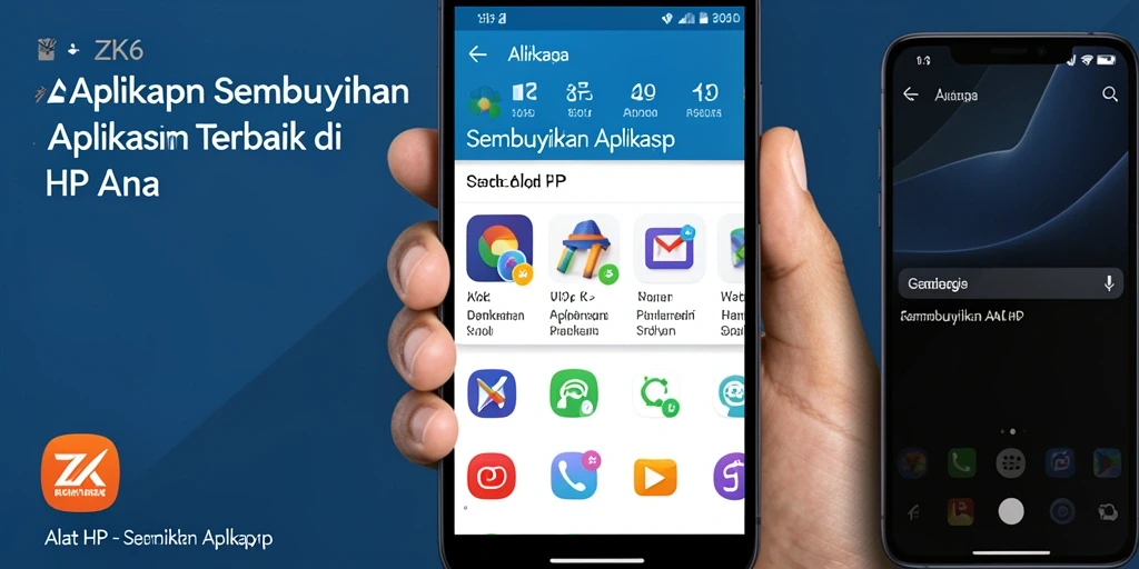 Tampilan antarmuka ZK6 dengan fungsi menyembunyikan aplikasi.